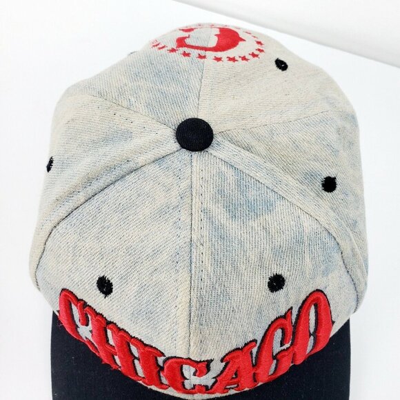 Chicago MU:KA Embroidered Distressed Acid Wash Snapback Cap Hat MUKA EUC - Picture 3 of 12